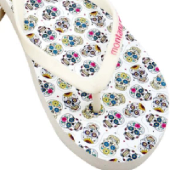 MONTANA WEST Sugar Skull Western Print Flip Flops Sandals S-XL NWT - Picture 2 of 2